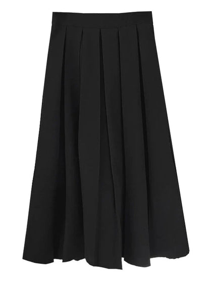 Scarf + Lapel Long Shirt Skirt Pleated
