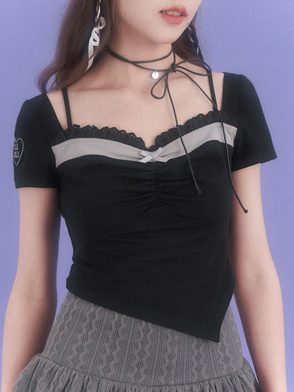 Faux Asymmetrical Square Top Two-piece Collar