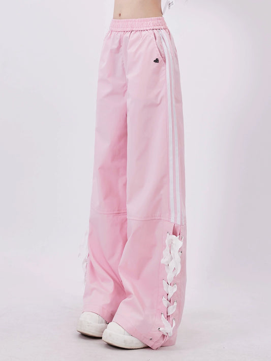 Casual Pants Wide Pink Sweet