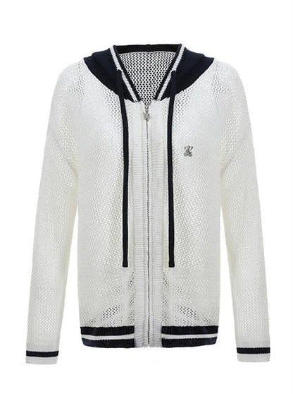 Sheer Zip Mesh Knit Short/Long Hoodie