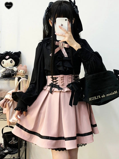 レースアップウエストフリルチュカート