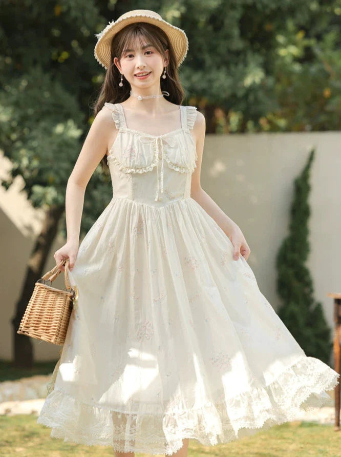 Robe en dentelle florale à volants sur les épaules, veste imprimée romantique