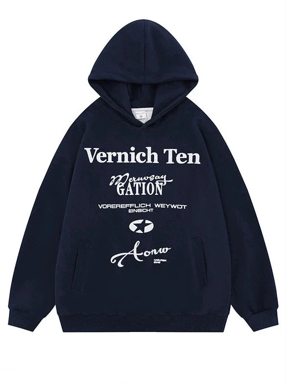 American Retro Print Letter Hoodie