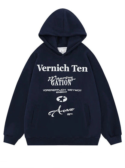 American Retro Print Letter Hoodie