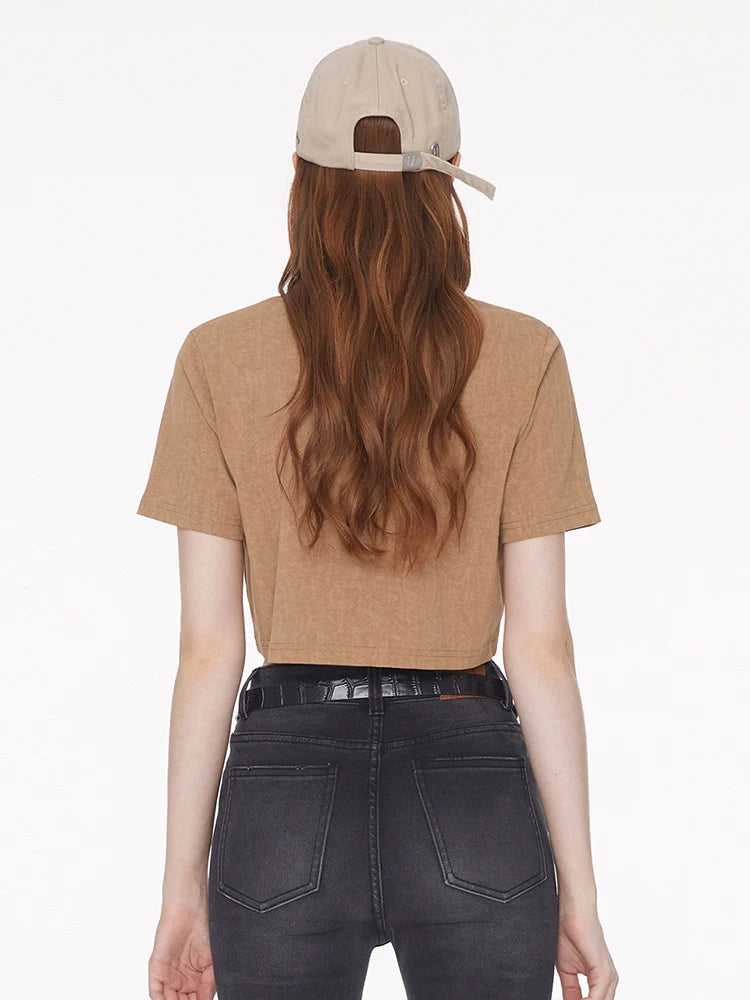Mode Khaki T-Shirt Batik Round Neck Short