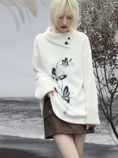 Haut papillon en vison pur blanc