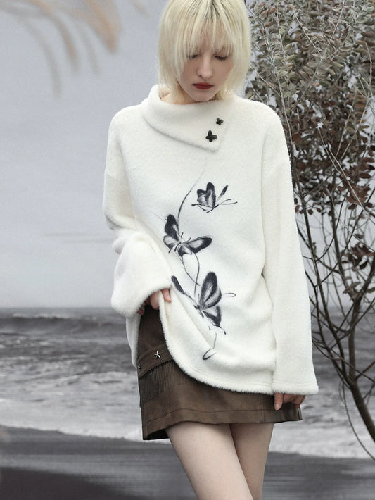 Haut papillon en vison pur blanc