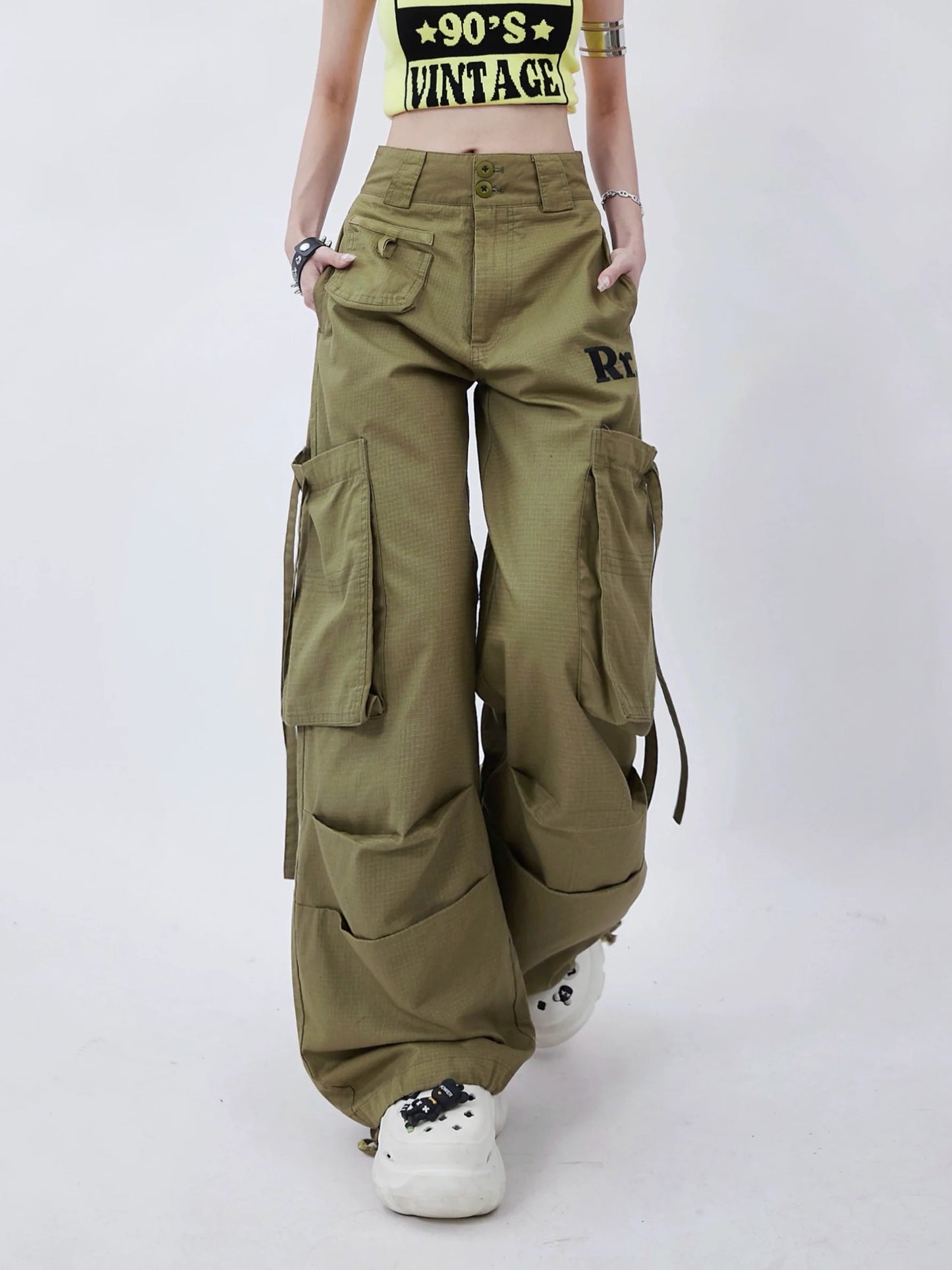 Waist Double Wide Cargo Pants Low