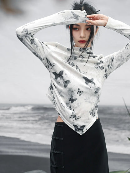 Haut papillon slim asymétrique Mode