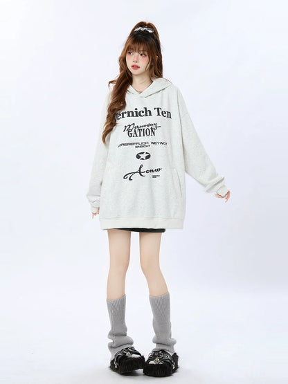 American Retro Print Letter Hoodie
