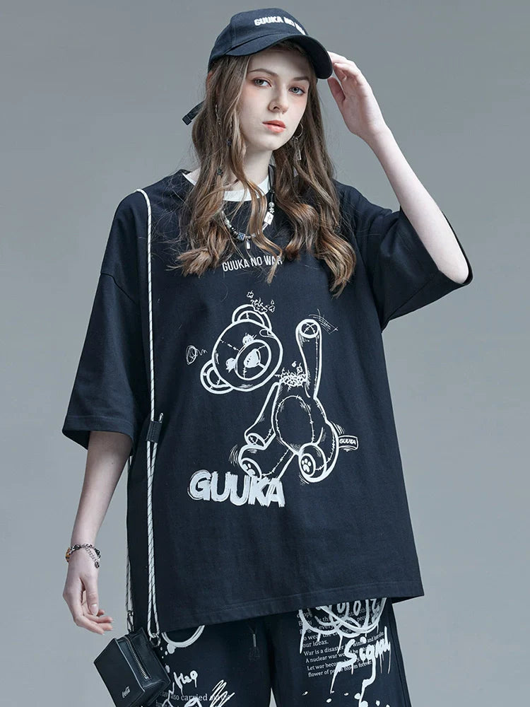 Illustration Mode Design Cotton Bear Pure T-Shirt