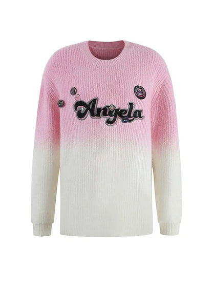 American Gradient Dye Logo Pink Angela Tie Sweater