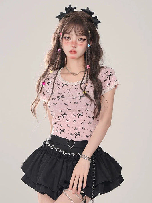Spitzenband T-Shirt Girly Slim