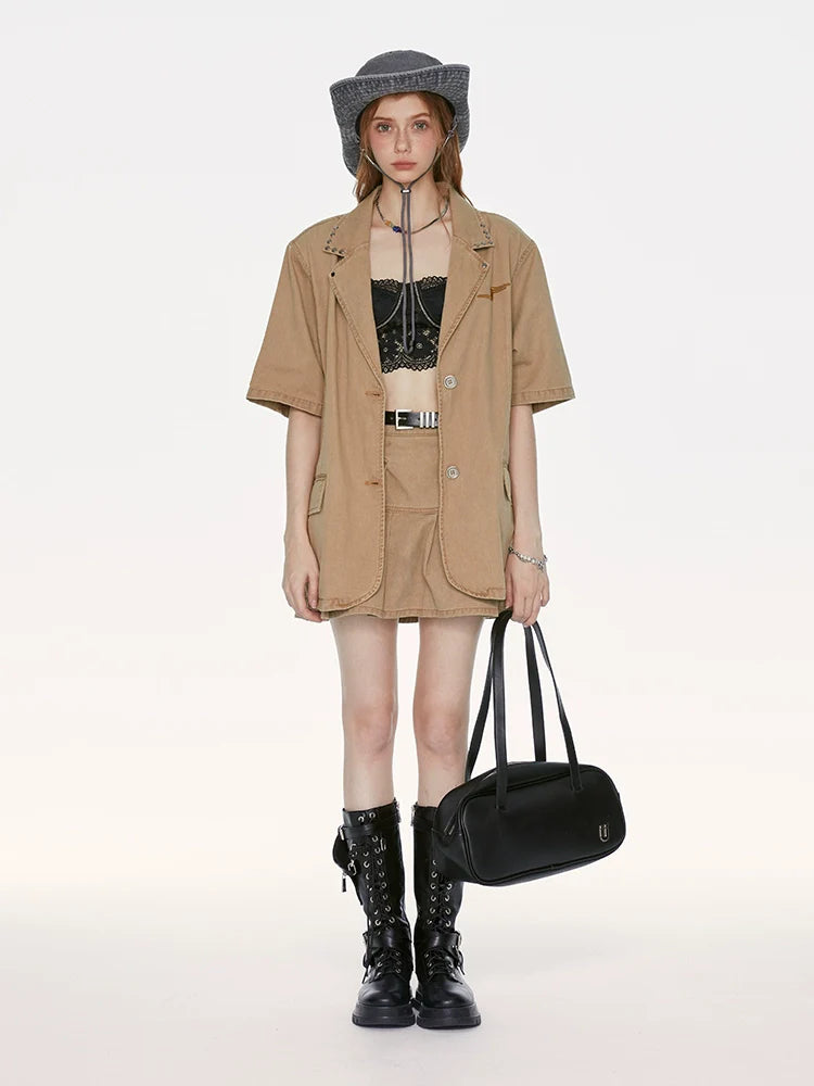 Style veste kaki taille en jean