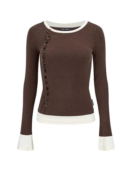 Stitch Round Neck Fake Two Piece Sweater