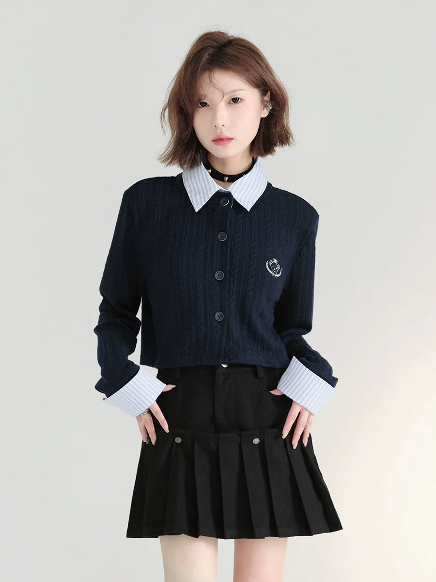 Shirt College Cardigan Collar