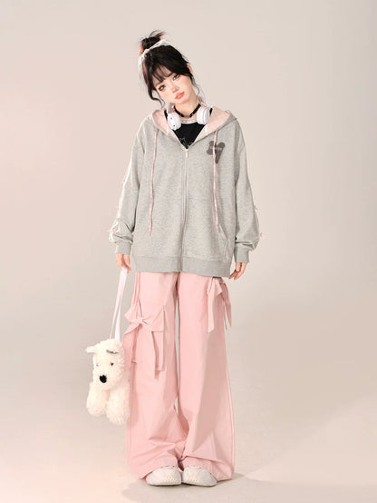 トレンドブランドのフード付きジップアップパーカー