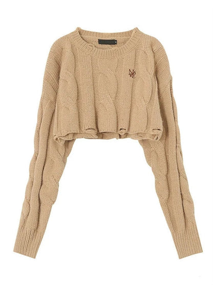 Twist American Short Hole Knit Preppy