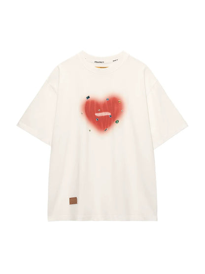 Haut court bicolore + bijoux longs