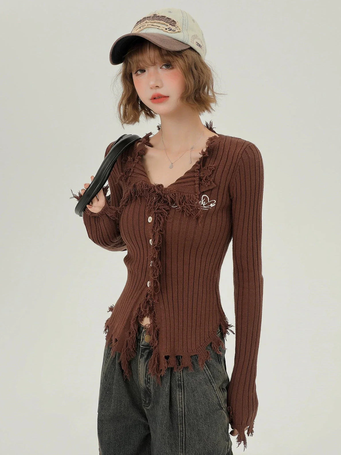 Slim American Tassel Retro Cardigan Breasted Single