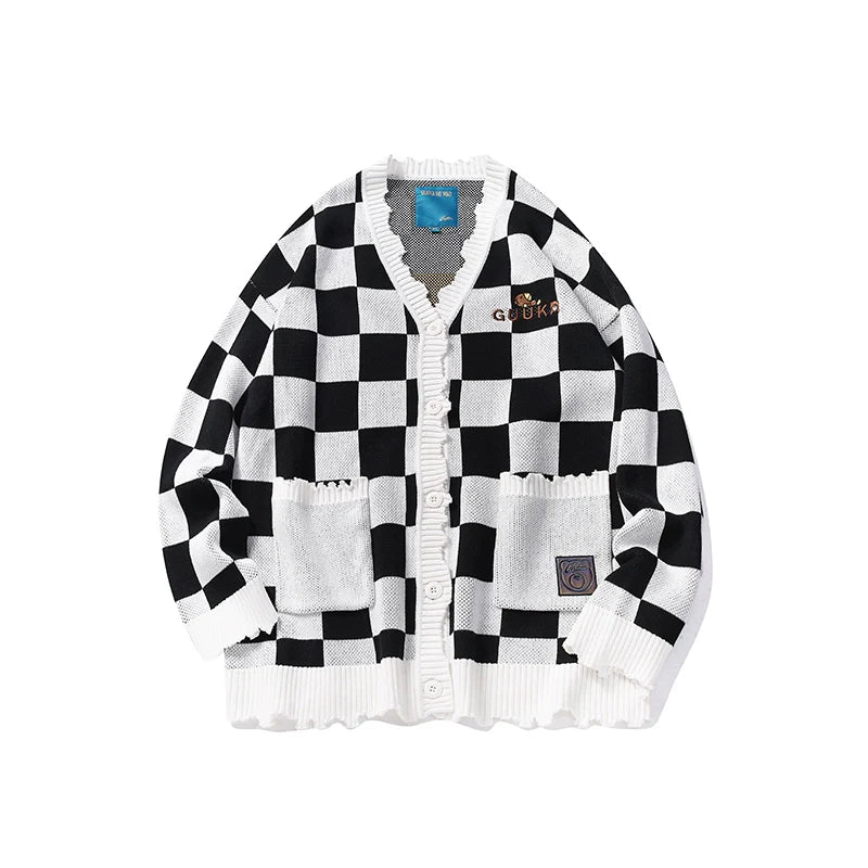 Over Block Cardigan Check