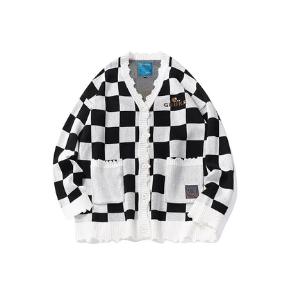 Over Block Cardigan Check