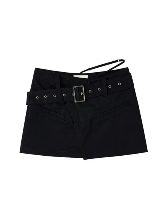 Belt Girl Black Pants Fashion Hot Skirt