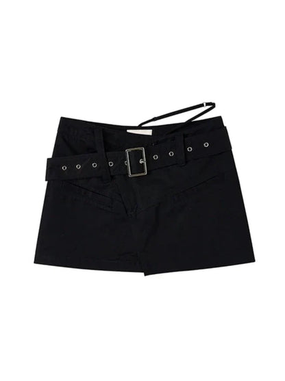 Belt Girl Black Pants Fashion Hot Skirt