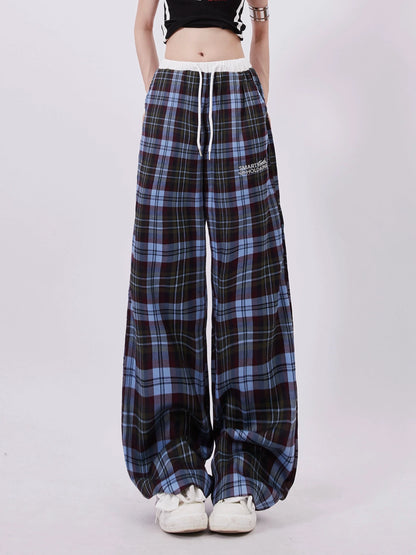 Casual Pants Wide Check Mode