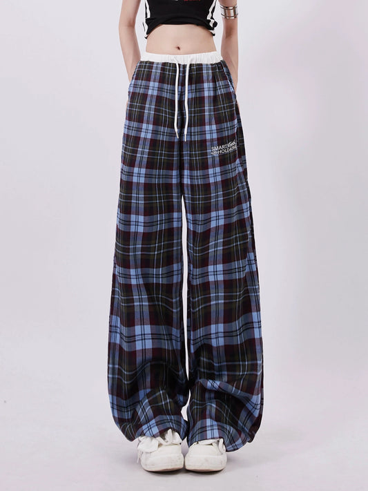 Casual Pants Wide Check Mode