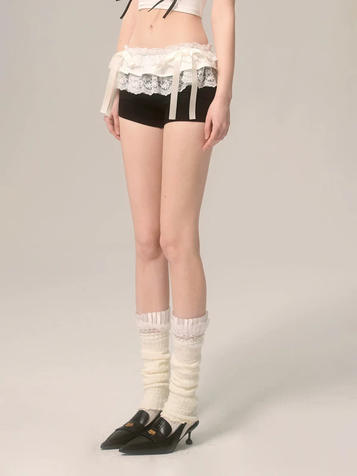 Lace Black Bow Niche Shorts Design
