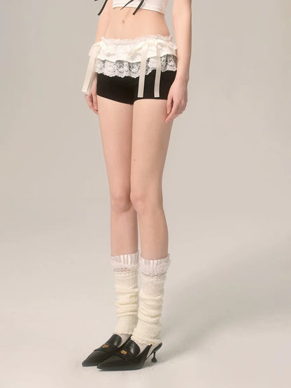 Lace Black Bow Niche Shorts Design