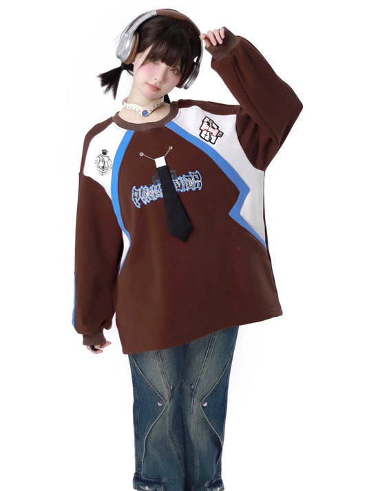 Color Sweatshirt American Retro Loose Contrast