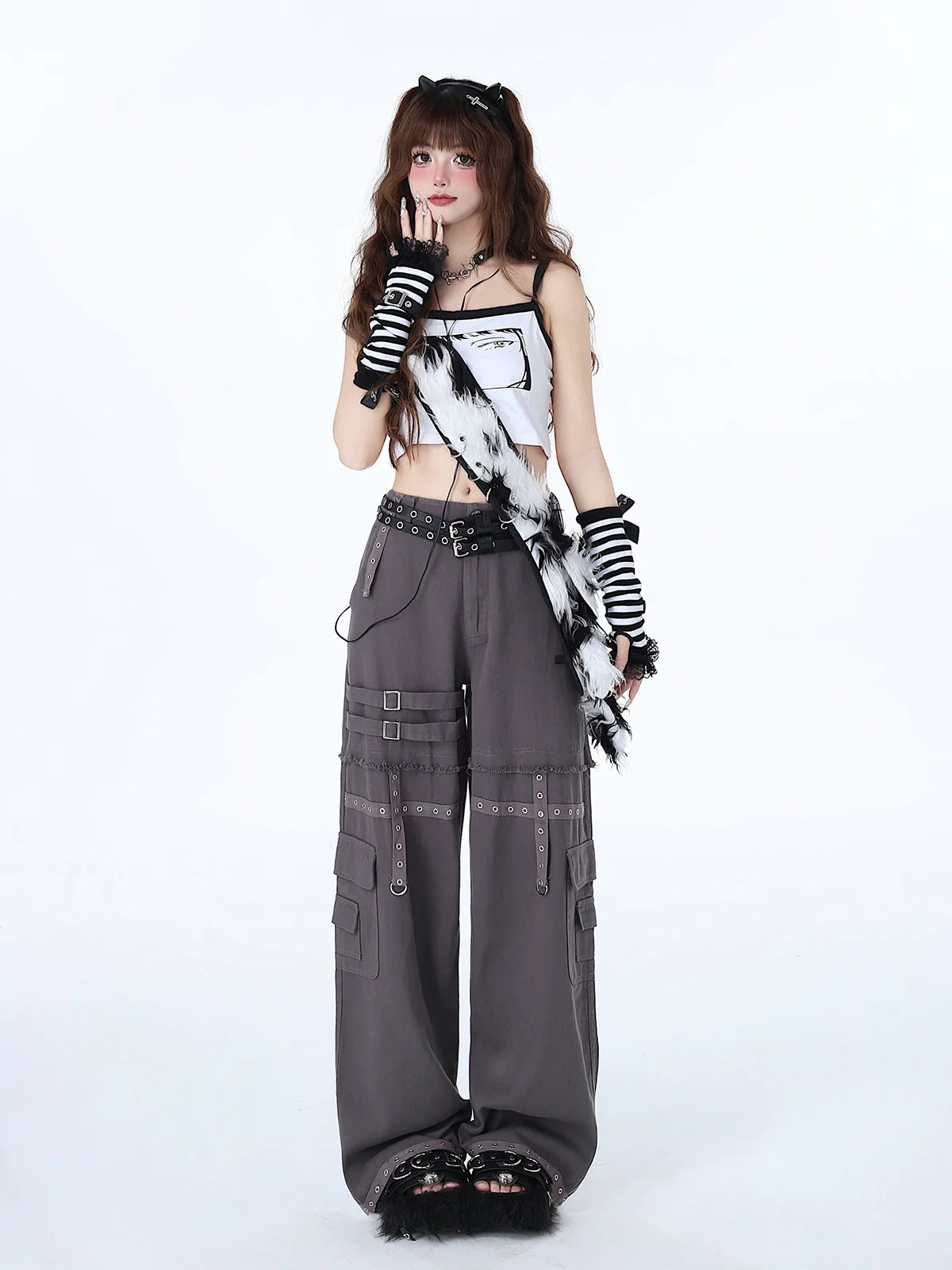 Pants Girl Loose Hot American Retro Cross