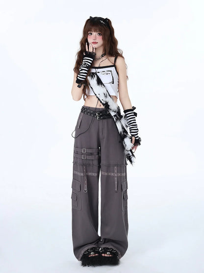 Pants Girl Loose Hot American Retro Cross
