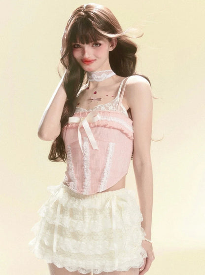 Camisole Tops Lace Frilled