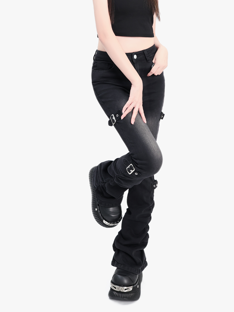 Belt Pants Stretch Pile