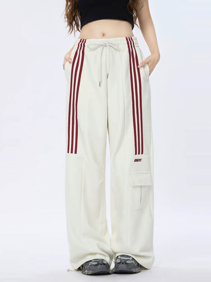 Casual Pants Loose Striped Pocket