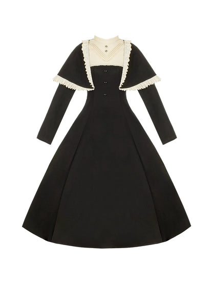 Piece Faux Gothic Dress Two Lolita