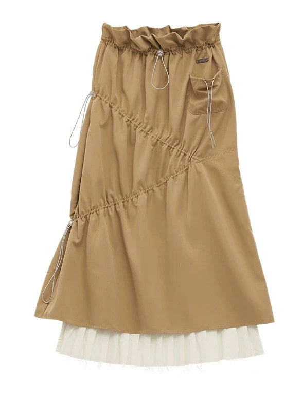 Pleated Stitch Fashion Skirt Long