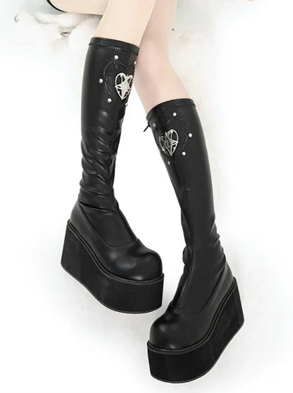Bottes Sauron Eye Punk à bout rond et plateforme