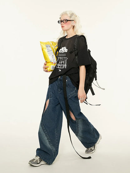 Denim Cut Loose Pants