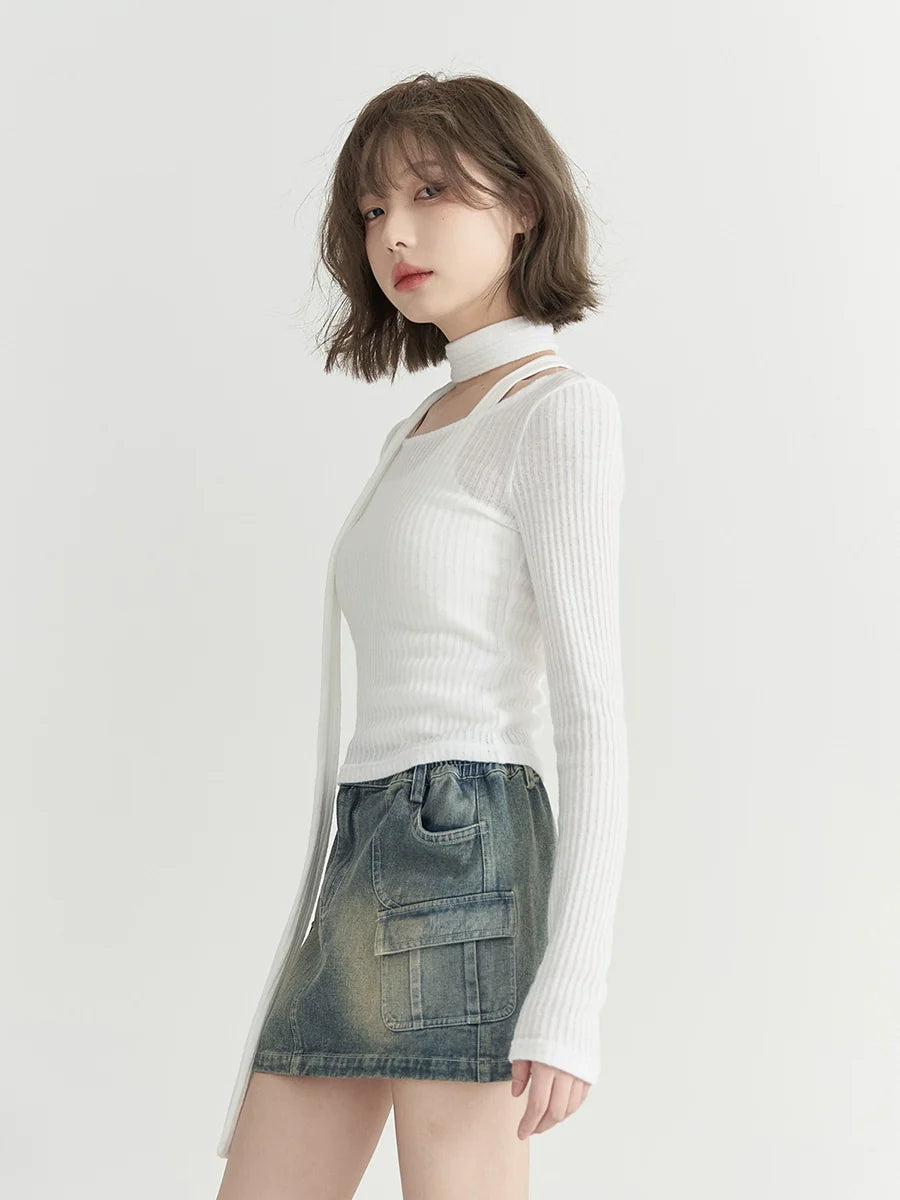 Knit Neck Round Low Scarf
