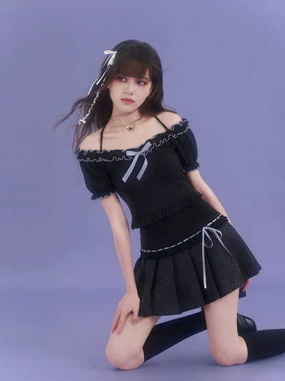 Little Ribbon Top Purple Ruffle