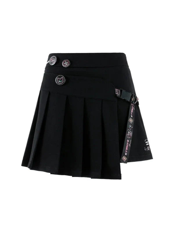 Asymmetrical Irregular A-line Pleated Skirt