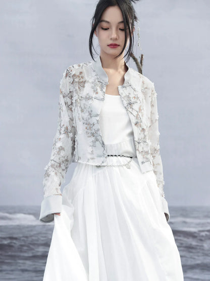 Jacquard Print Jacke Kurz Leicht Locker China