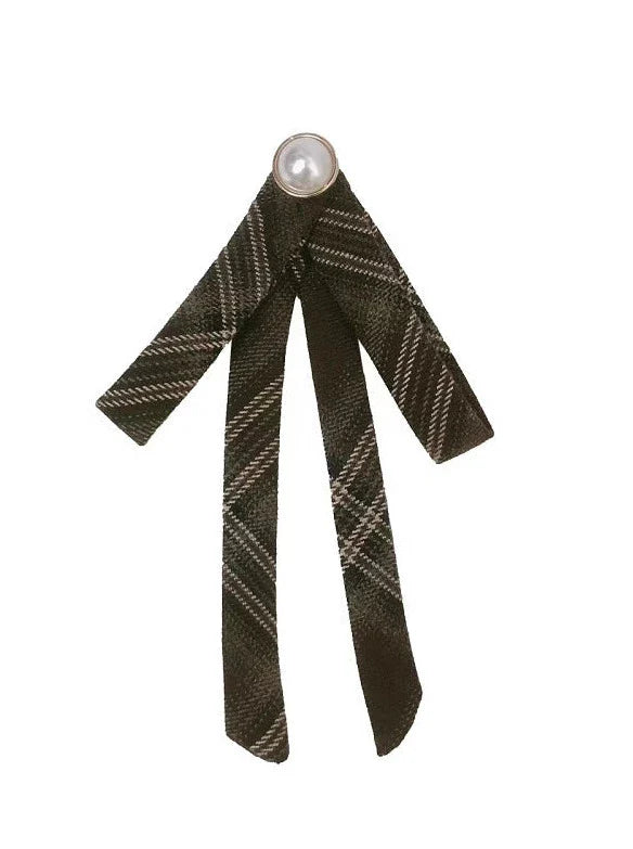Manteau sans manches, ceinture, ruban, classique, superposé, accessoire, robe, marron, carreaux, rétro, perle, volume