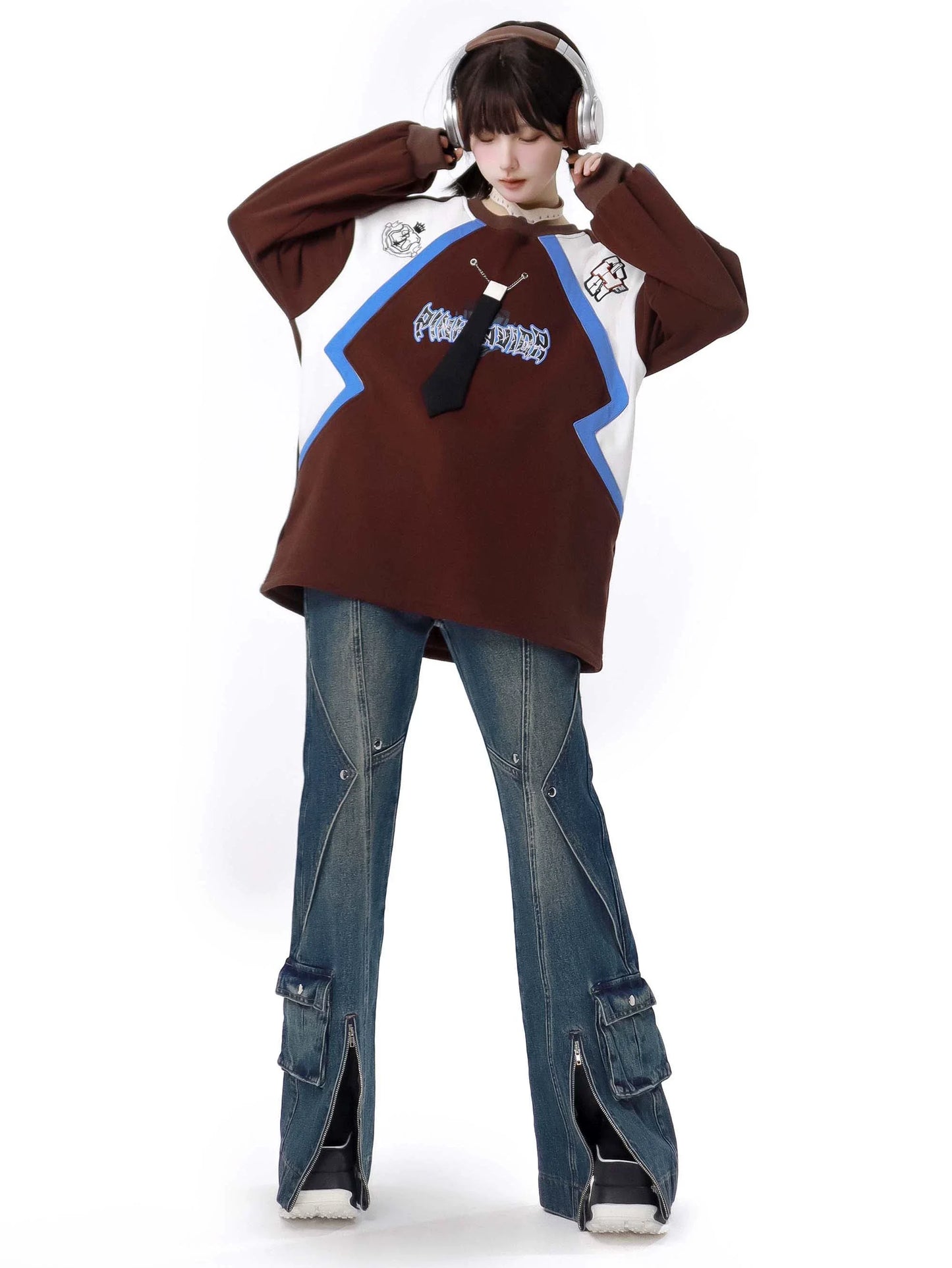 Color Sweatshirt American Retro Loose Contrast