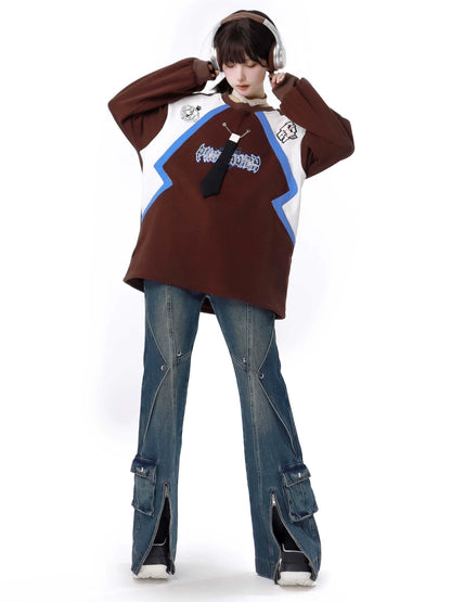 Color Sweatshirt American Retro Loose Contrast