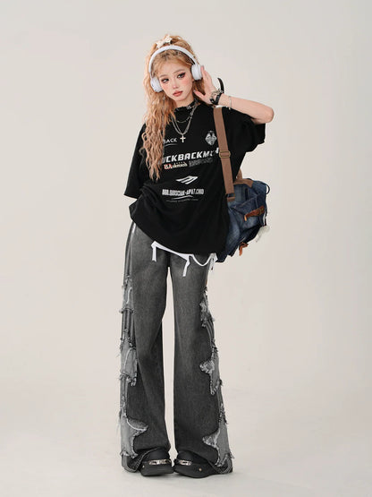 Black Top Cross + Street Chain American T-Shirt Tank Loose